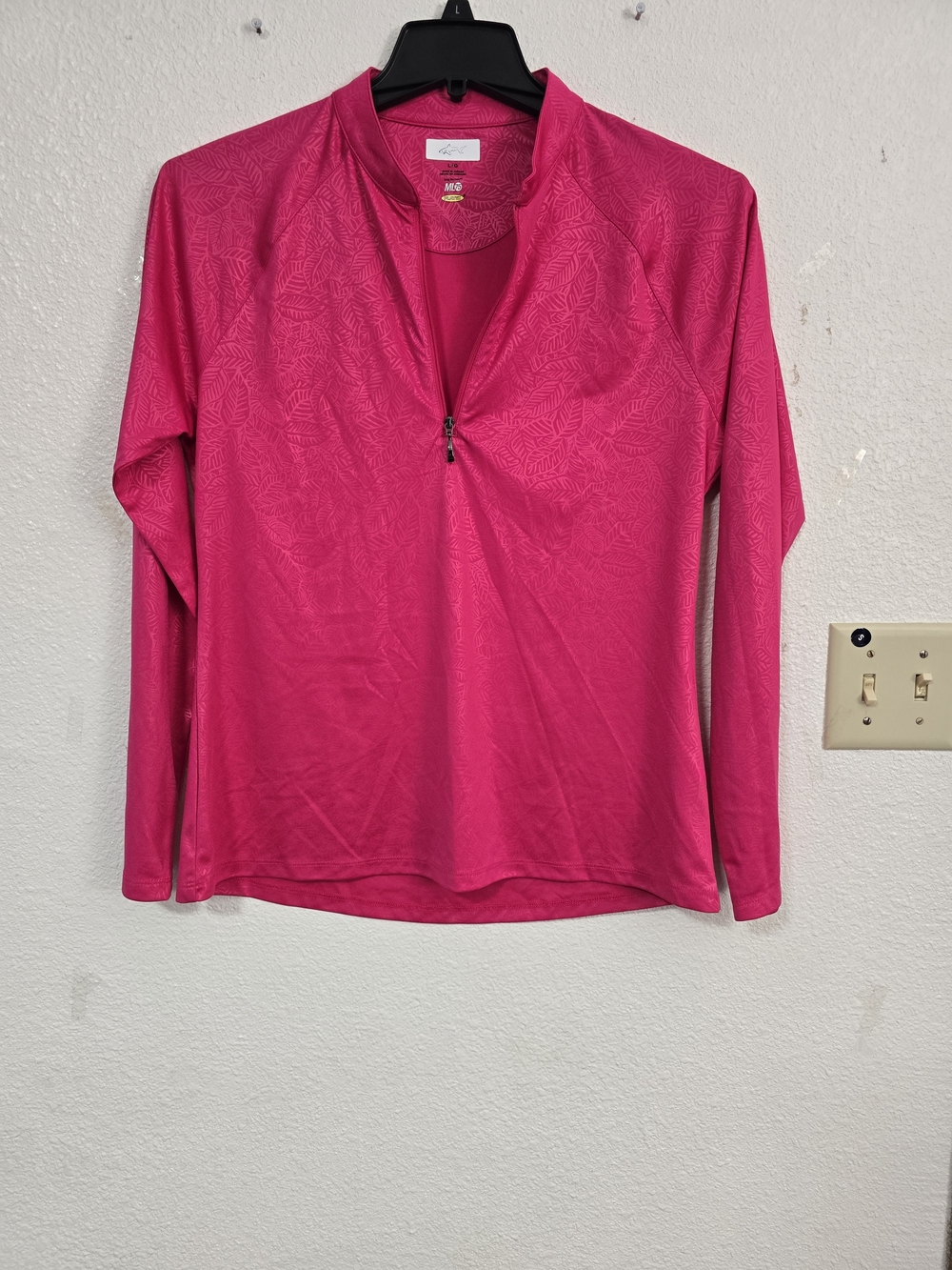 Greg Norman Collection Women's Fuchsia Quarter-Zip Long Sleeve Top
